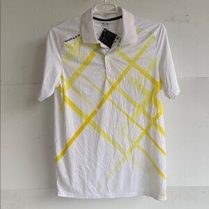 NEW OAKLEY 2011 Slayer Hydrolix Golf Polo Size L White Yellow Shirt